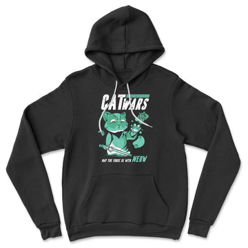 Cat Wars - May The Force Be With Meow Hoodie in Black color
